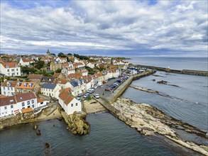 Aerial view of the fishing village of Pittenweem on the Firth of Forth