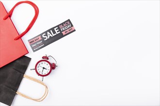 Black friday sale banner with alarm clock
