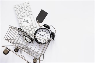 Shopping cart with objects sale sticker
