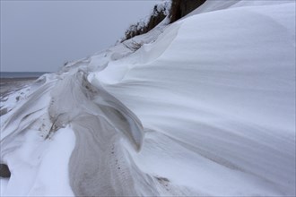 Wind-formed structures in the snow on the island of Minsener Oog