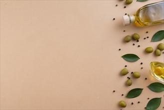 Olive oil frame background with copy space