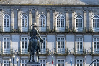 Equestrian Monument to Dom Pedro IV and the InterContinental Hotel at Palacio das Cardosas in Porto