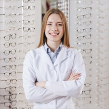 Portrait friendly female optometrist