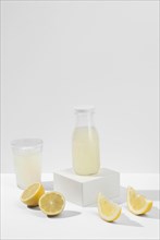Delicious lemon juice bottle glass