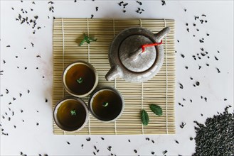 Chinese japanese traditional teapot cup tea placemat
