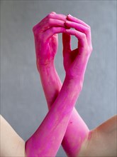 Close up painted arms expressing awareness
