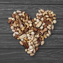 Heart shape form made from nuts