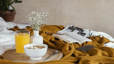 Delicious food bowl orange juice