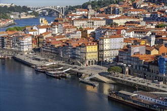 Douro promenade Cais de Ribeira and the old town of Porto seen from above