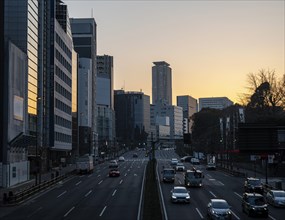 Japan urban landscape sunset