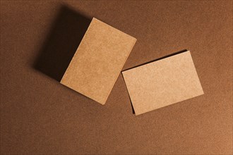 Top view cardboard business cards