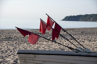 Red fish trap flags