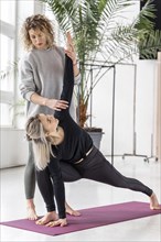Woman doing yoga mat