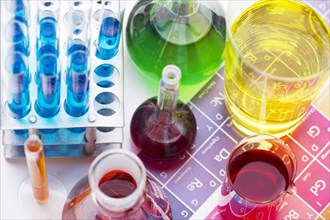 Science elements with chemicals assortment