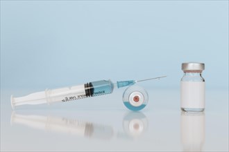 Syringe vaccine bottles table