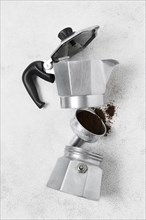 Coffee maker grinder with coffee powder