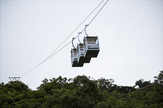 Three empty cable car rainforest costa rica