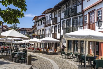 Restaurants at Praca de Sao Tiago square in the old town of Guimaraes
