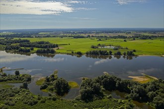 Aerial view of the Elbe floodplain near Boizenburg in the Elbe River Landscape UNESCO Biosphere Reserve. Boizenburg