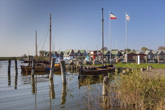Sailing boats and boathouses at the harbour of Althagen at Fischland-Darss-Zingst