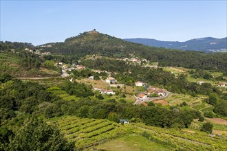 View over countryside to Ermida da Peneda from Castelo de Soutomaior castle