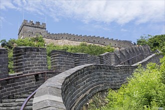 Restored Great Wall of China and watchtower at the Juyong Pass