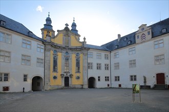 Inner courtyard with baroque castle church