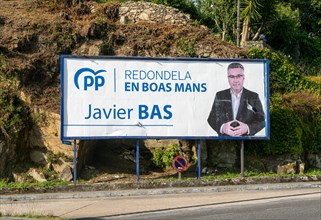 Political election billboard poster for PP People's Party candidate Javier Bas