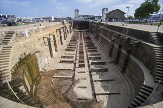 Empty dry dock in the port of Cherbourg