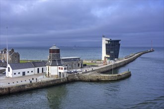 Marine Operations Centre and old harbour master's control tower at entrance to the Aberdeen port