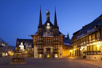 Town hall at Wernigerode at sunset