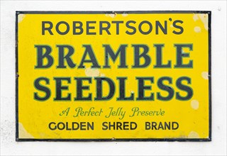 Vintage advertising sign for Robertson's Bramble Seedless jelly preserve jam