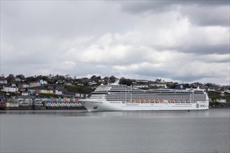 A huge ocean liner enters the port of Cobh