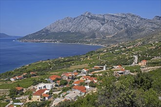 View over the Adriatic Sea and village Stankovi on the Pelje?ac peninsula in the municipality of Orebi