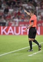 Referee Daniel Schlager decides on penalty kick