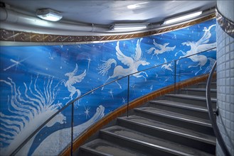 Staircase in the Metro station Abbesses designed with Pegasus depictions