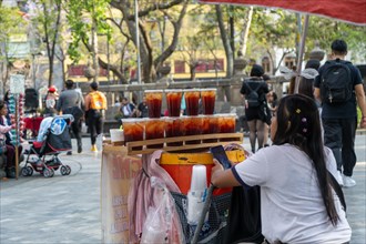 Stall selling iced drinks in Alameda Central Park