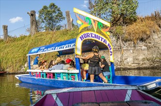 Popular tourist attraction boating Xochimiloco