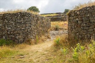 Entrance walls San Cibrao de Las hill fort Castro Culture archeological site