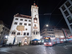 Tram passes Old Town Hall