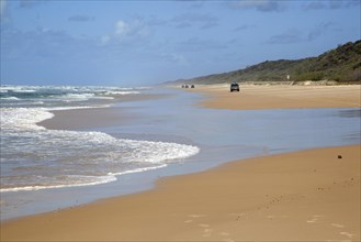 4X4 SUVs driving on the beach of Fraser Island