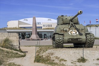 American M4 Sherman tank in front of the Musee du Debarquement Utah Beach