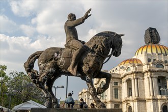 Graffiti on equestrian statue of Francisco Madero