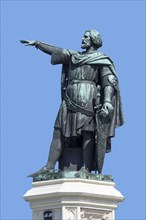 The statue of Jacob Van Artevelde against blue sky at the Friday Market