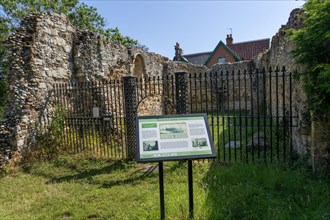 Ruins of Dunwich Leper Chapel information sign