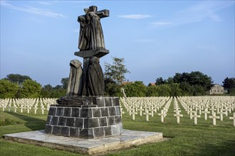 Statue Calvaire breton at the French First World War One cemetery Cimetiere National Francais de Saint-Charles de Potyze near Ypres