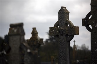 Celtic crosses in an Irish graveyard. Kilkenny