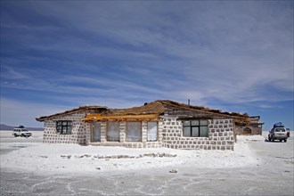 Salt hotel in the middle of the salt flat Salar de Uyuni