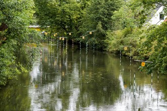 Parcour with hanging gates on the river Ilmenau