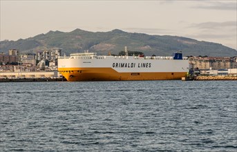 'Grande California' vehicle carrier ship built 2021. Grimaldi Lines shipping company